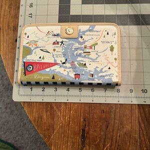 Spartina 449 Map Print Wallet with Tan and Gold Accents